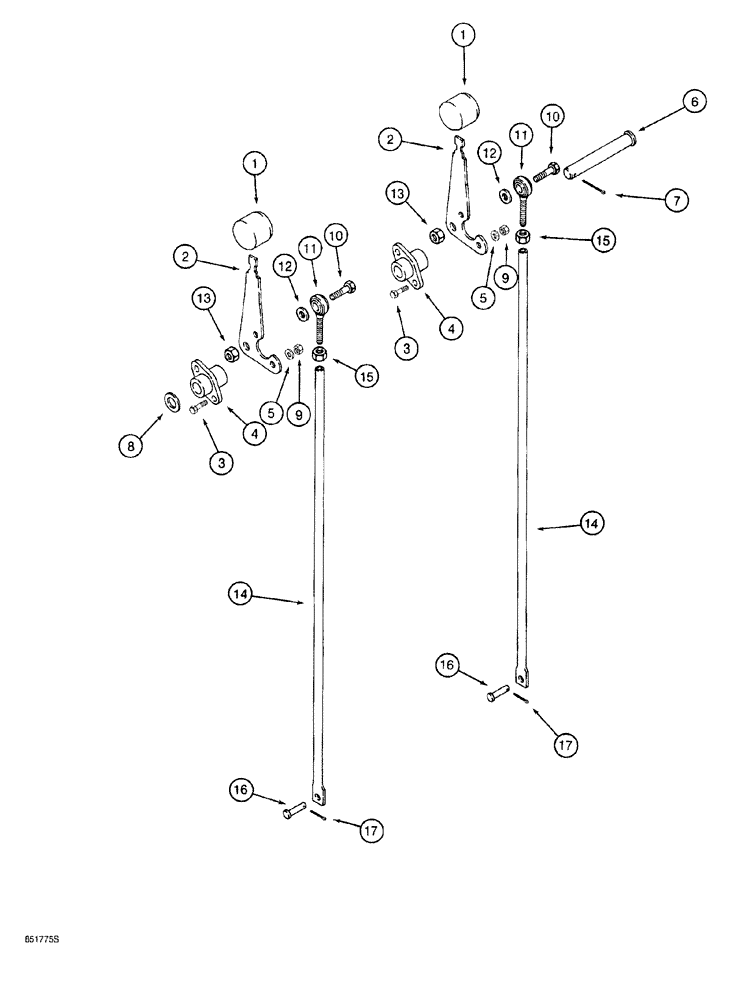 Схема запчастей Case 760 - (09-046) - ATTACHMENT LIFT CONTROLS, ATTACHMENT CONTROL RODS HAVE FEMALE THREADS AT BALL JOINT ENDS (89) - TOOLS