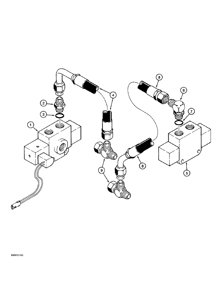 Схема запчастей Case 621B - (8-98) - RIDE CONTROL HYDRAULIC CIRCUIT, MASTER AND DIRECTIONAL VALVES TO LIFT TUBES (08) - HYDRAULICS