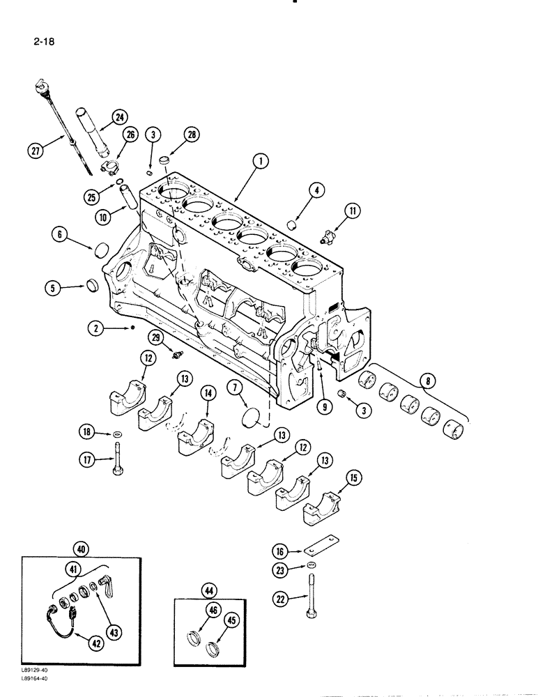 Схема запчастей Case W30 - (2-18) - CYLINDER BLOCK, 504BDT ENGINE (02) - ENGINE