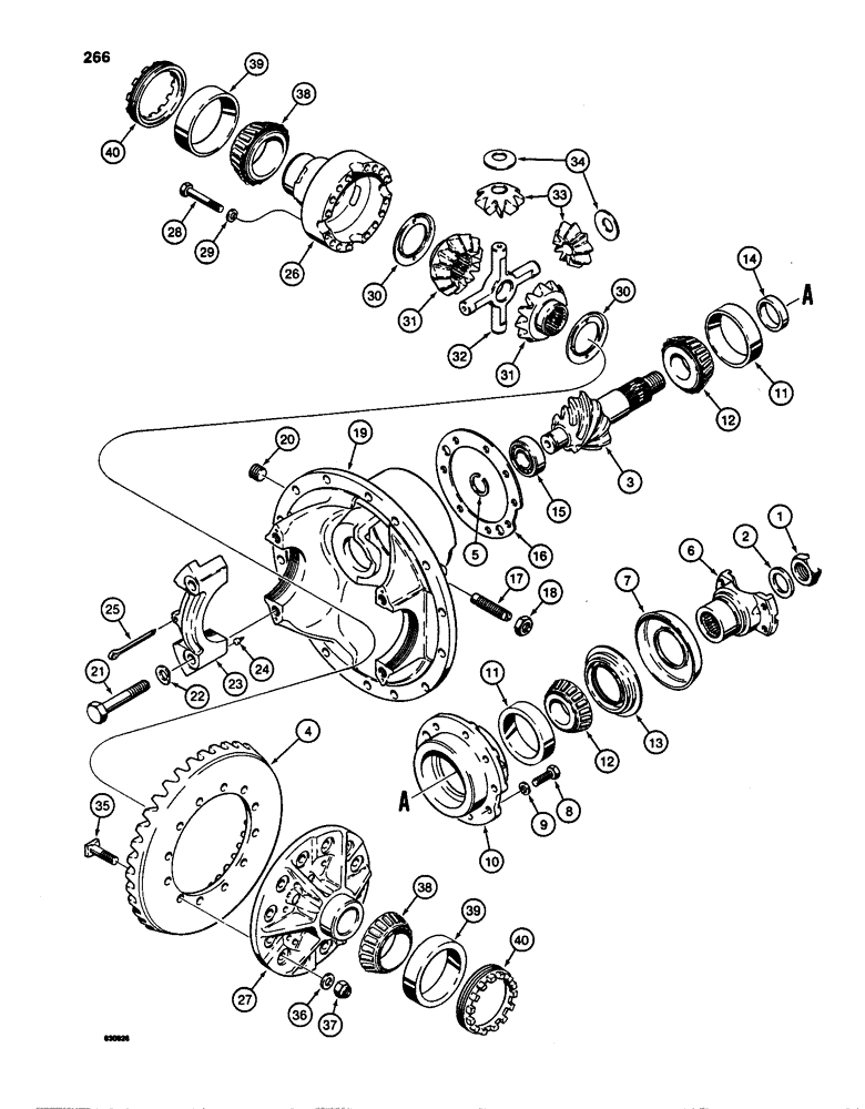 Схема запчастей Case W24C - (266) - FRONT AXLE DIFFERENTIAL - ROCKWELL (06) - POWER TRAIN