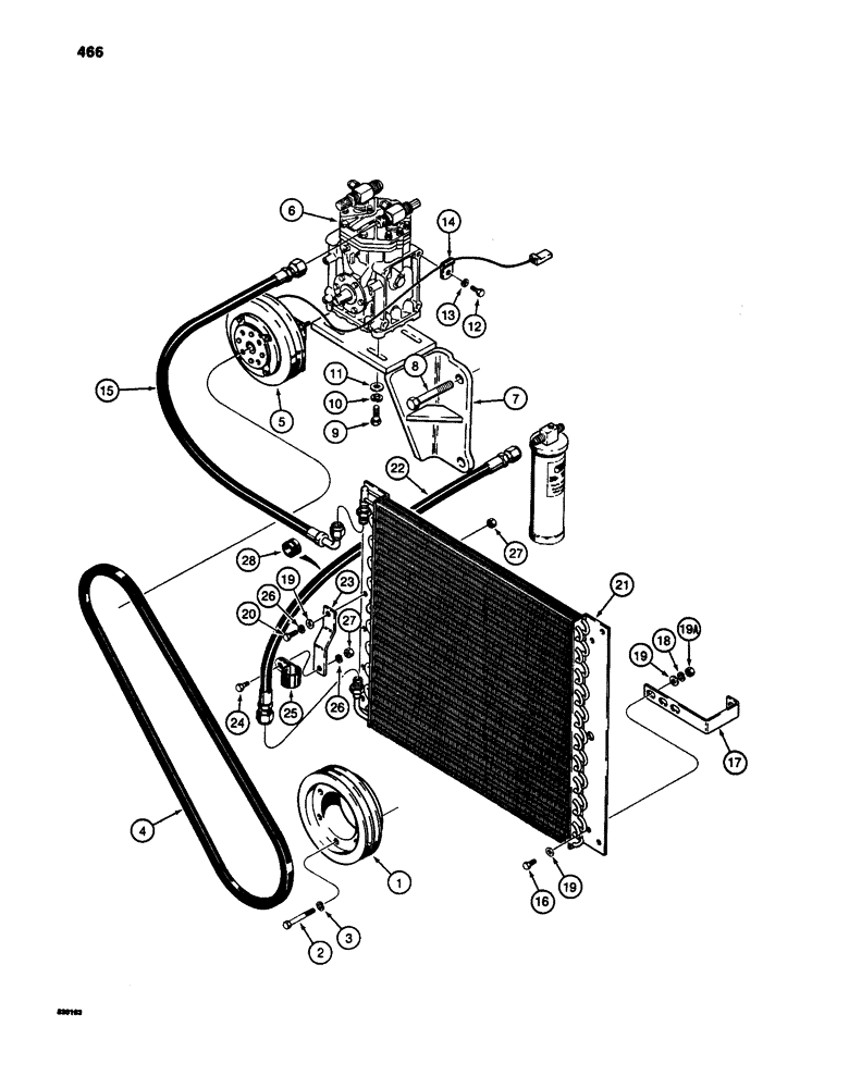 Схема запчастей Case W24C - (466) - AIR CONDITIONING LINES, COMPRESSOR TO CONDENSER AND DRYER (09) - CHASSIS/ATTACHMENTS