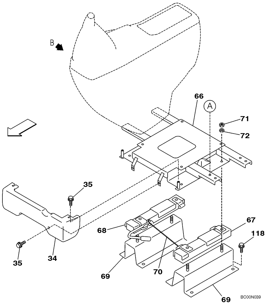 Схема запчастей Case CX240 - (09-16) - SEAT, MOUNTING (09) - CHASSIS