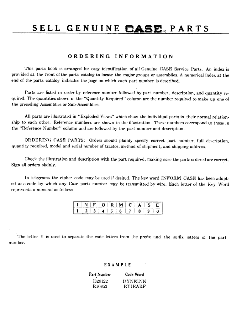 Схема запчастей Case 310D - (004) - ORDERING INFORMATION (00) - GENERAL