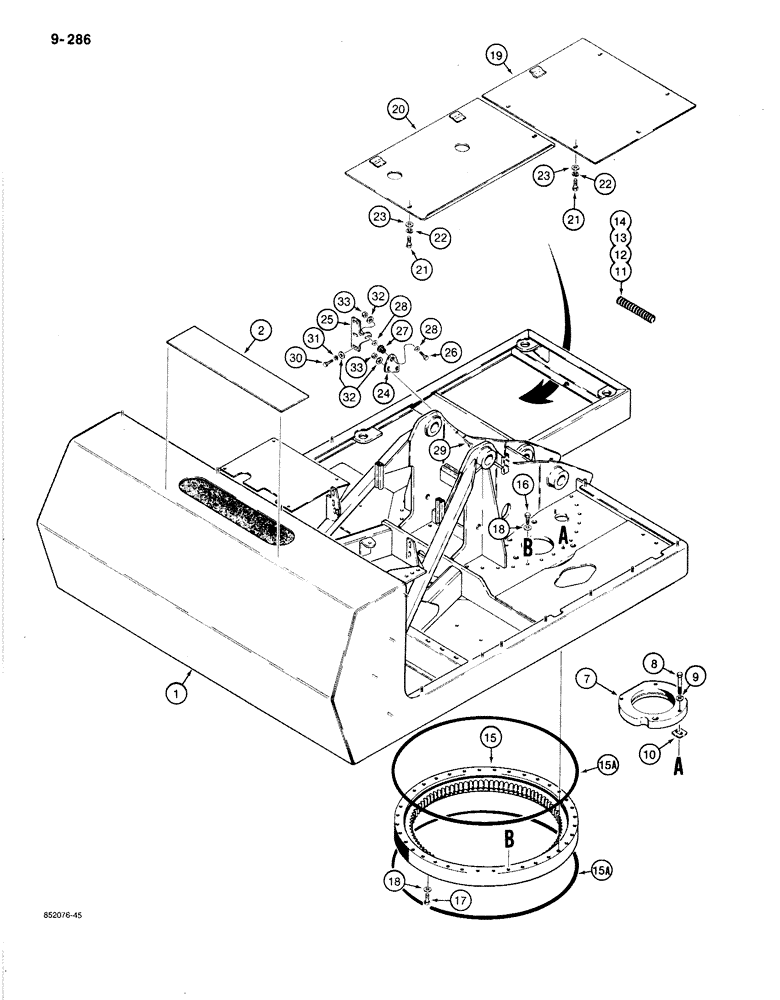 Схема запчастей Case 1080B - (9-286) - TURNTABLE AND BEARING (09) - CHASSIS