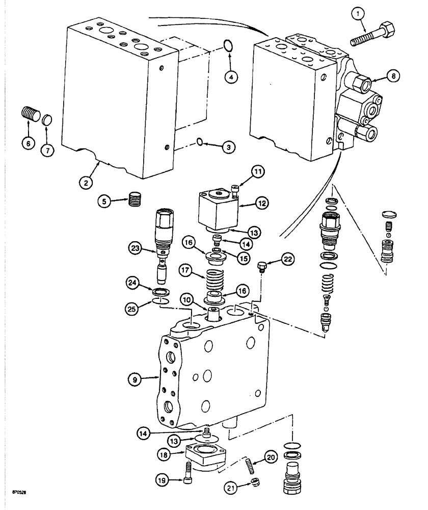 Схема запчастей Case 688 - (8-132) - CONTROL VALVE, USE WITH HYDRAULIC HAMMER (08) - HYDRAULICS