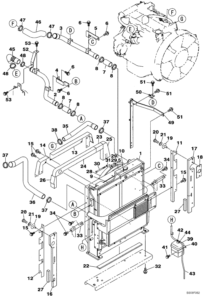 Схема запчастей Case CX290B - (02-05) - RADIATOR AND CONNECTIONS (02) - ENGINE