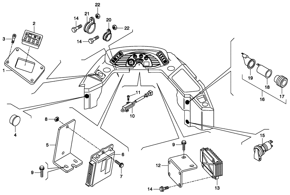 Схема запчастей Case 340 - (67A00001455[001]) - ELECTRICAL EQUIPMENT - INSTRUMENTS PANEL - CONTROL UNIT (87311234) (55) - ELECTRICAL SYSTEMS
