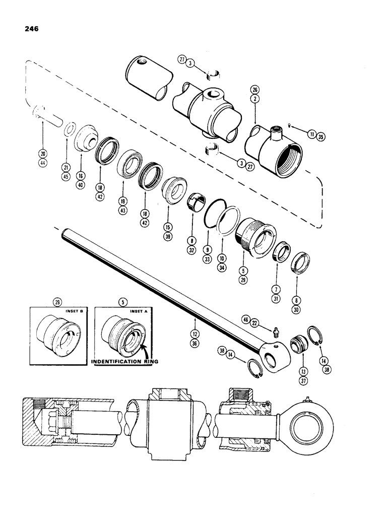 Схема запчастей Case 450 - (246) - G33346 DOZER LIFT CYL. 2-1/2" DIA. CYL. W/27-3/8" STROKE, W/SOLID PISTON ROD END (07) - HYDRAULIC SYSTEM