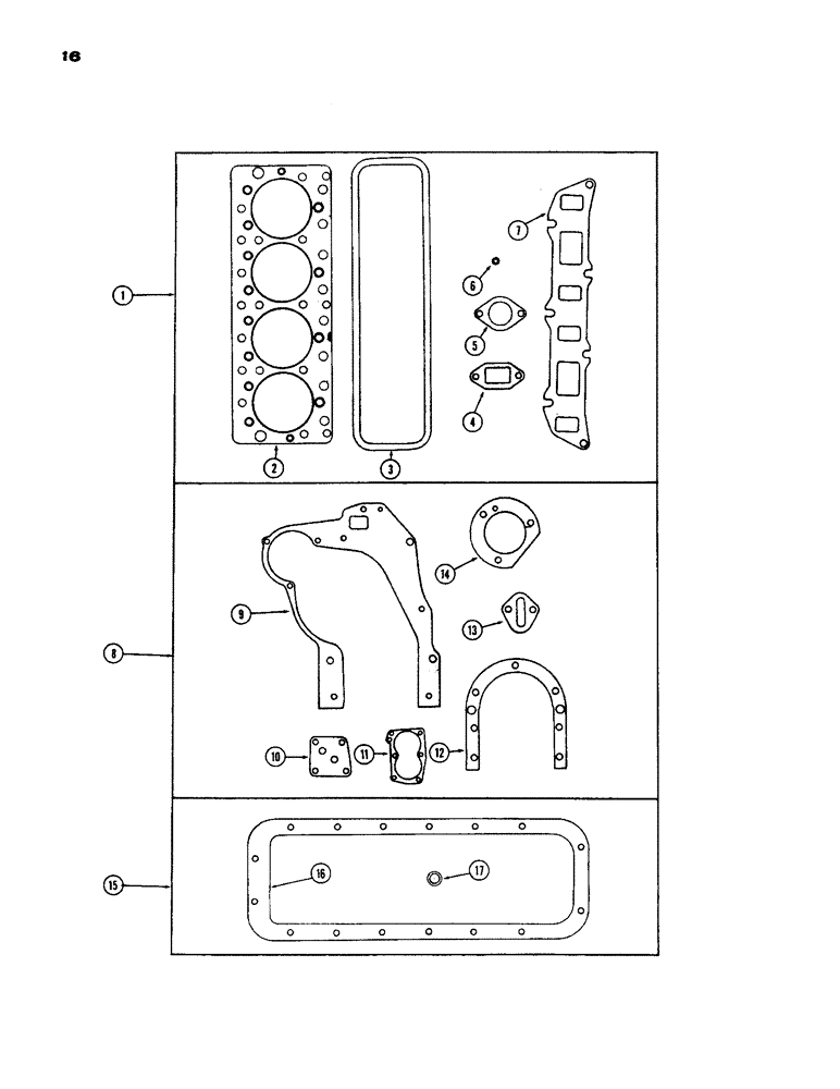 Схема запчастей Case 450 - (016) - ENGINE GASKET KITS, (188) SPARK IGNITION ENGINE (01) - ENGINE