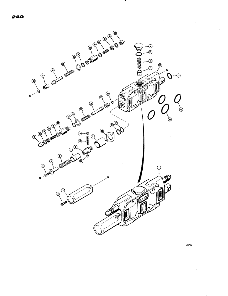 Схема запчастей Case 1150 - (240) - D49980 LOADER TILT SECTION (07) - HYDRAULIC SYSTEM