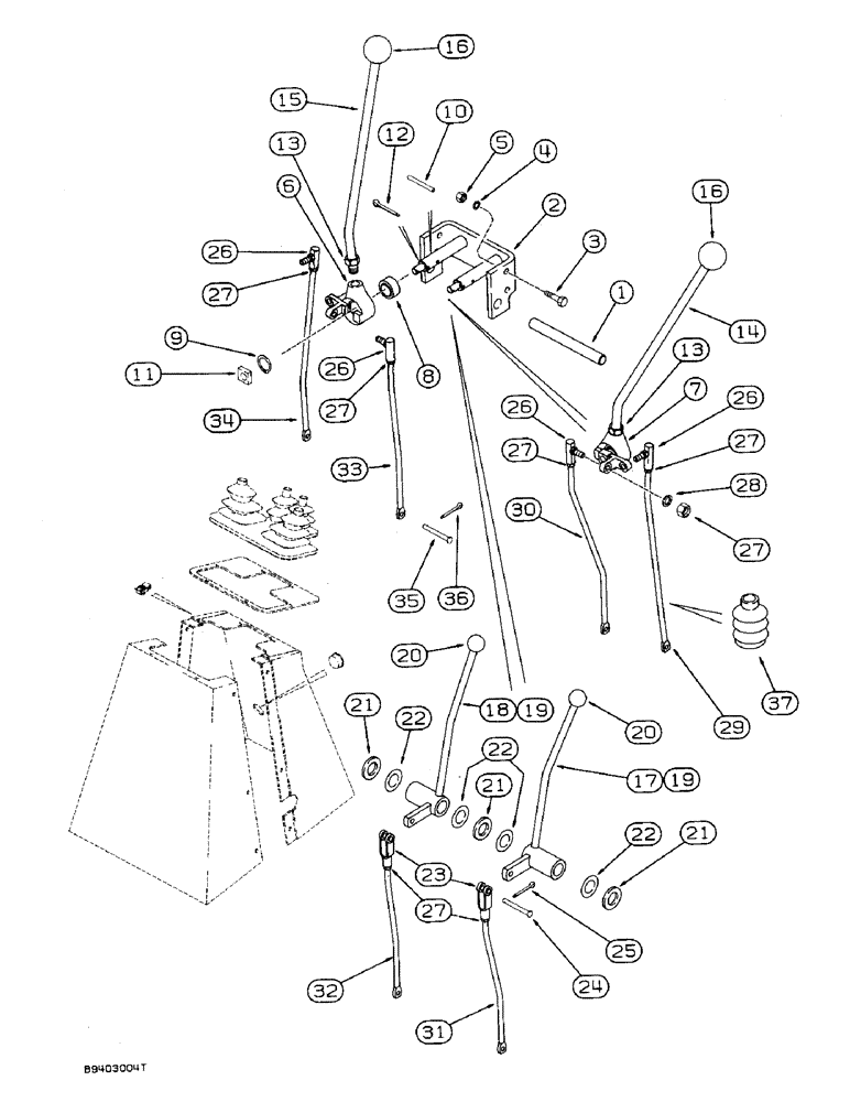 Схема запчастей Case 590 - (9-028) - BACKHOE CONTROLS W/ HAND SWING, W/ NON-EXTENDABLE DIPPER OR OPT. REAR HYD. ATTACHMENTS (09) - CHASSIS/ATTACHMENTS