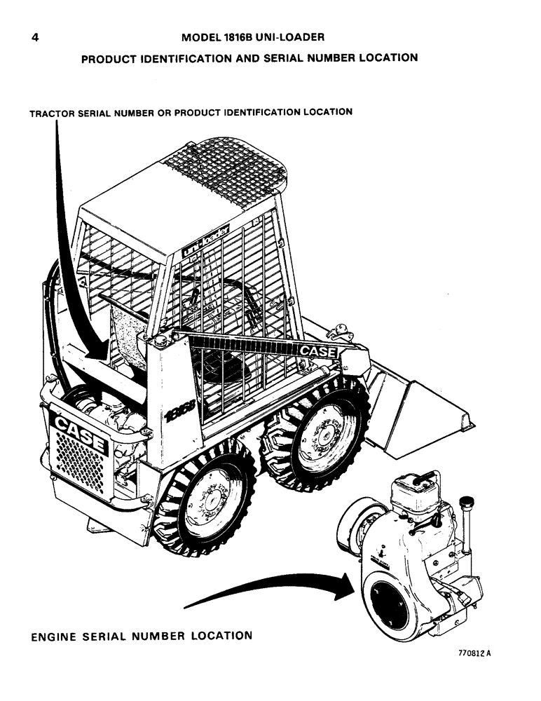 Схема запчастей Case 1816B - (04) - PRODUCT IDENTIFICATION AND SERIAL NUMBER LOCATION (05) - SERVICE & MAINTENANCE