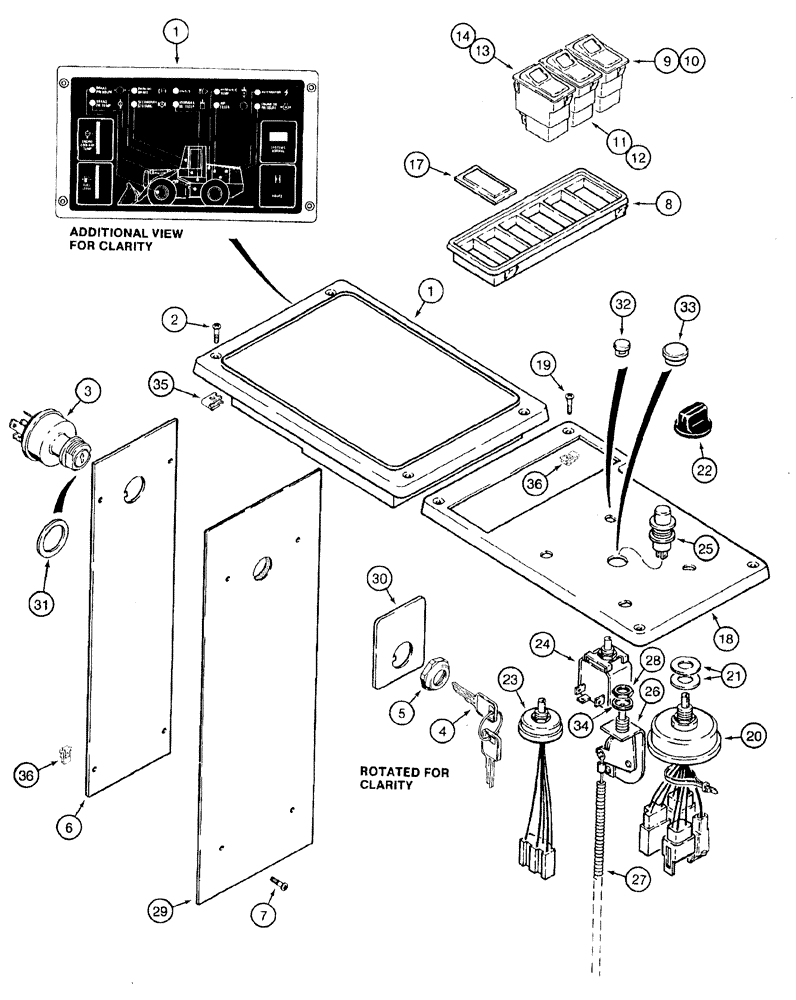 Схема запчастей Case 921B - (4-026) - INSTUMENT PANEL AND IGNITION SWITCH (04) - ELECTRICAL SYSTEMS