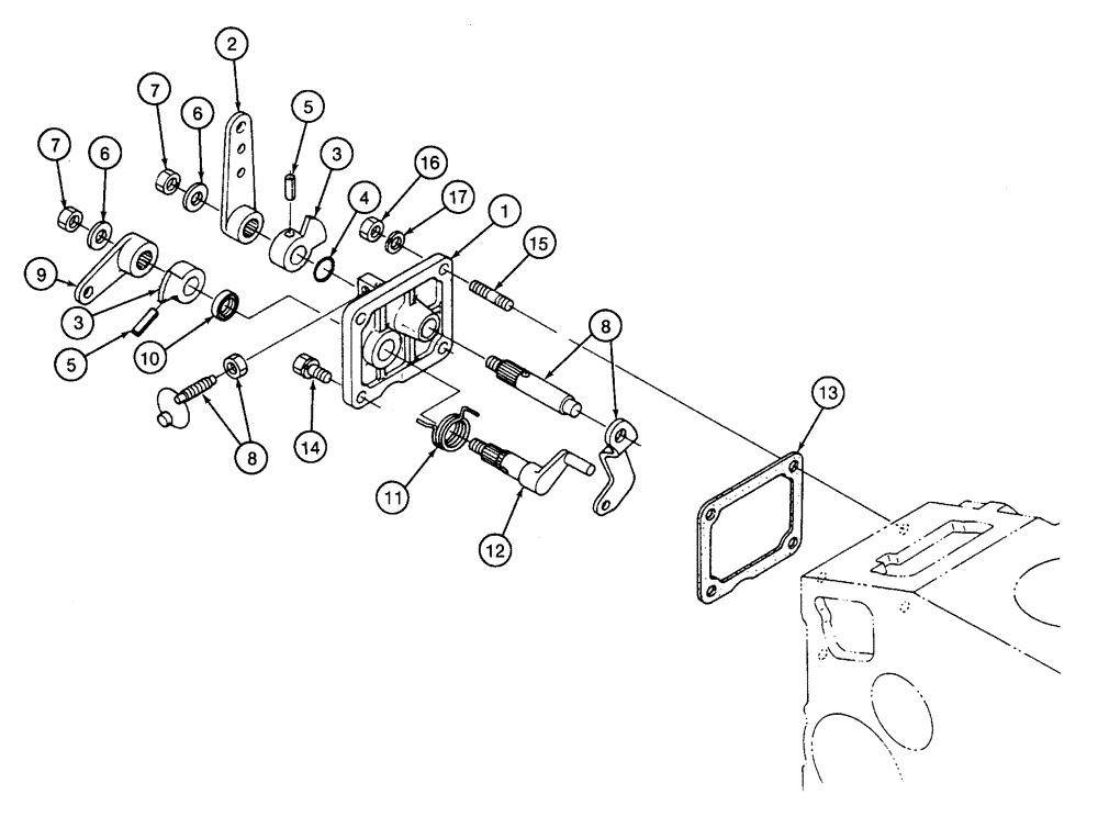 Схема запчастей Case 460 - (3-18) - SPEED CONTROL PLATE, KUBOTA V1505-B ENGINE (03) - FUEL SYSTEM