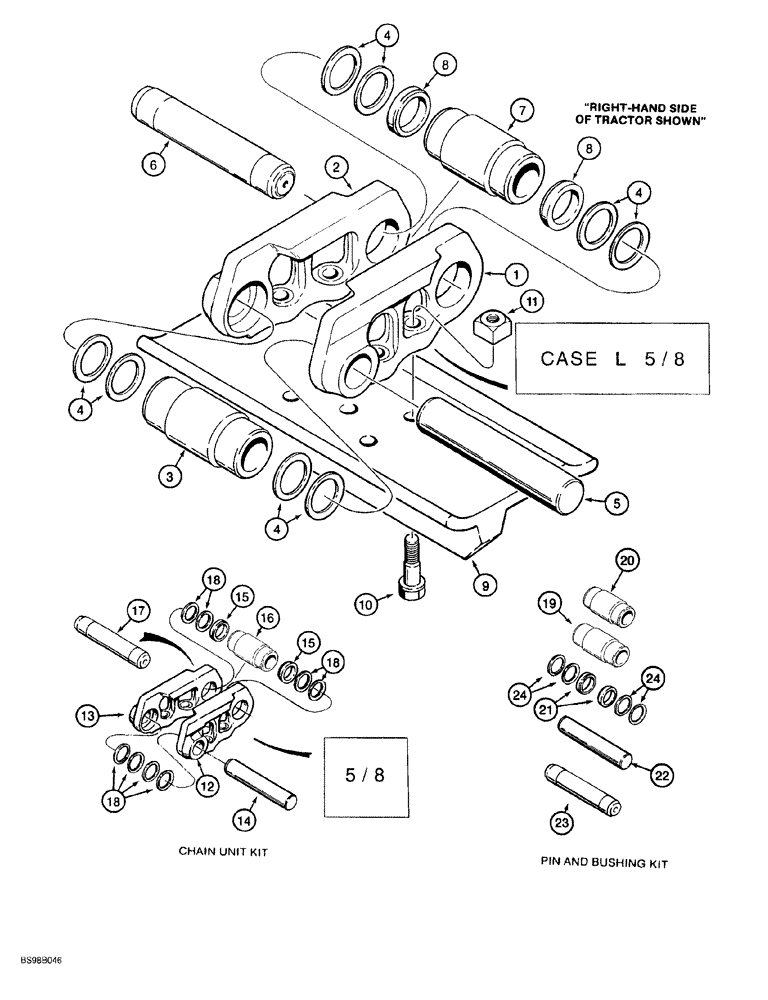 Схема запчастей Case 650G - (5-13A) - SEALED TRACK CHAIN (OPTIONAL) WITH 5/8 INCH MOUNTING HARDWARE (11) - TRACKS/STEERING
