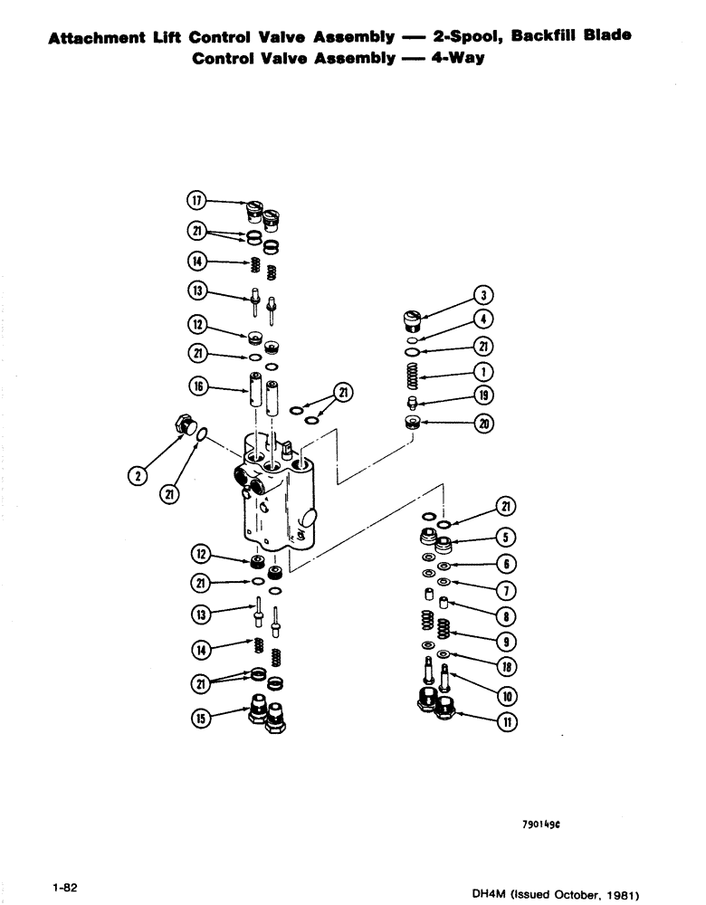 Схема запчастей Case DH4B - (1-82) - ATTACHMENT LIFT CONTROL VALVE ASSEMBLY - 2-SPOOL, BACKFILL BLADE CONTROL VALVE ASSEMBLY- 4 WAY (35) - HYDRAULIC SYSTEMS