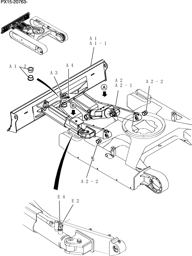 Схема запчастей Case CX36B - (420-72[1]) - DOZER ASSEMBLY (ANGLE DOZER) (04) - UNDERCARRIAGE