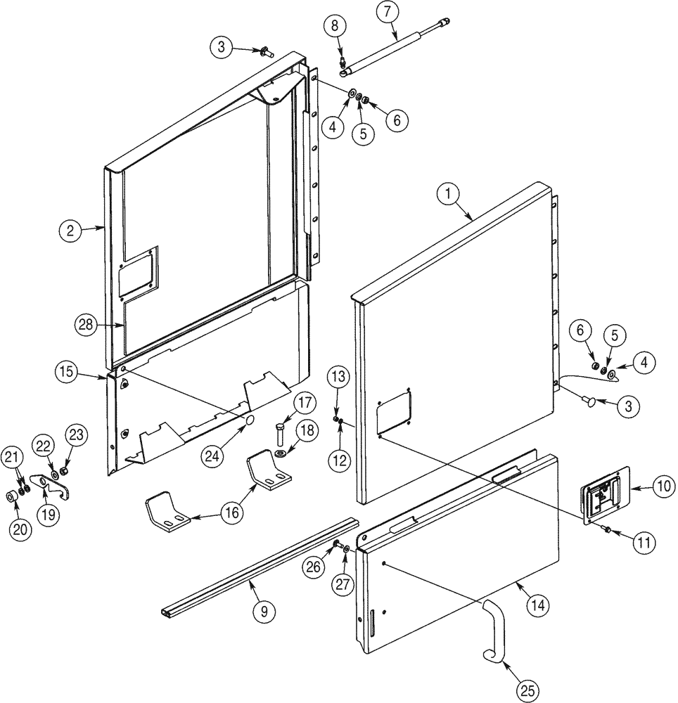 Схема запчастей Case 821C - (09-24) - DOORS, ENGINE SIDE (09) - CHASSIS
