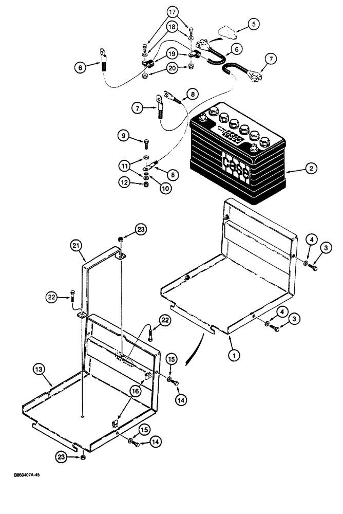 Схема запчастей Case CASE - (4-08) - BATTERY, MOUNTING, AND CABLES (04) - ELECTRICAL SYSTEMS