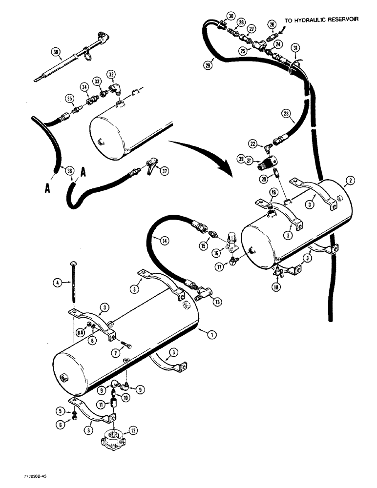 Схема запчастей Case W36 - (7-322) - BRAKE SYSTEM, AIR RESERVOIRS AND RELATED PARTS (07) - BRAKES