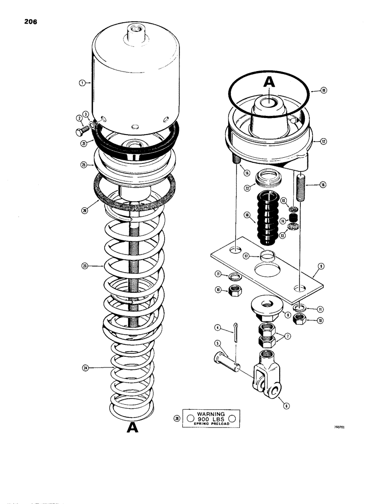 Схема запчастей Case W24B - (206) - L48127 CHAMBER - PARKING BRAKE (07) - BRAKES