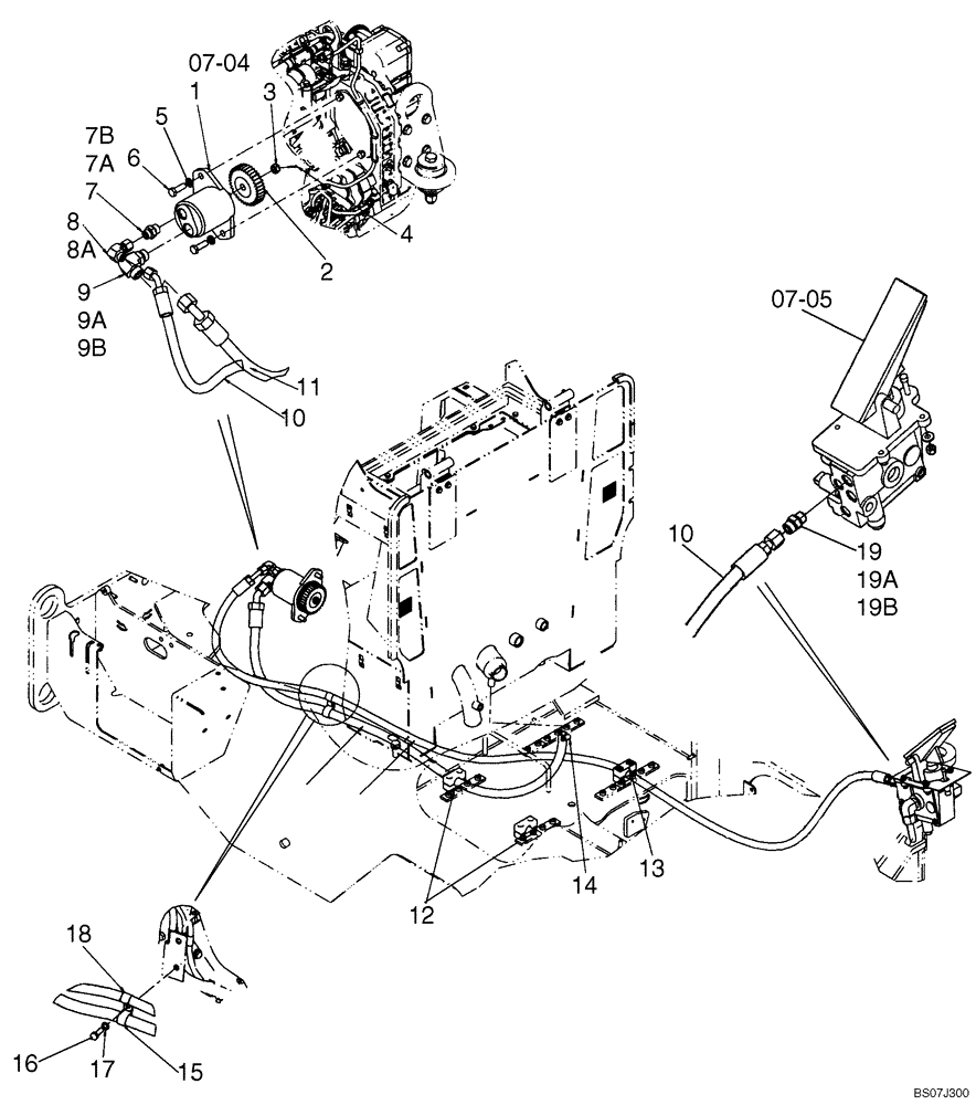 Схема запчастей Case 521E - (07-03) - HYDRAULICS - BRAKE, MAIN - PUMP (07) - BRAKES