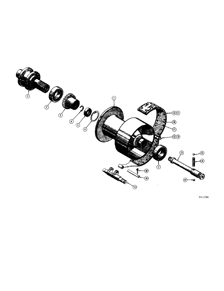Схема запчастей Case 320 - (228[1]) - C-3 WINCH CABLE DRUM AND BRAKE (18) - ATTACHMENT ACCESSORIES