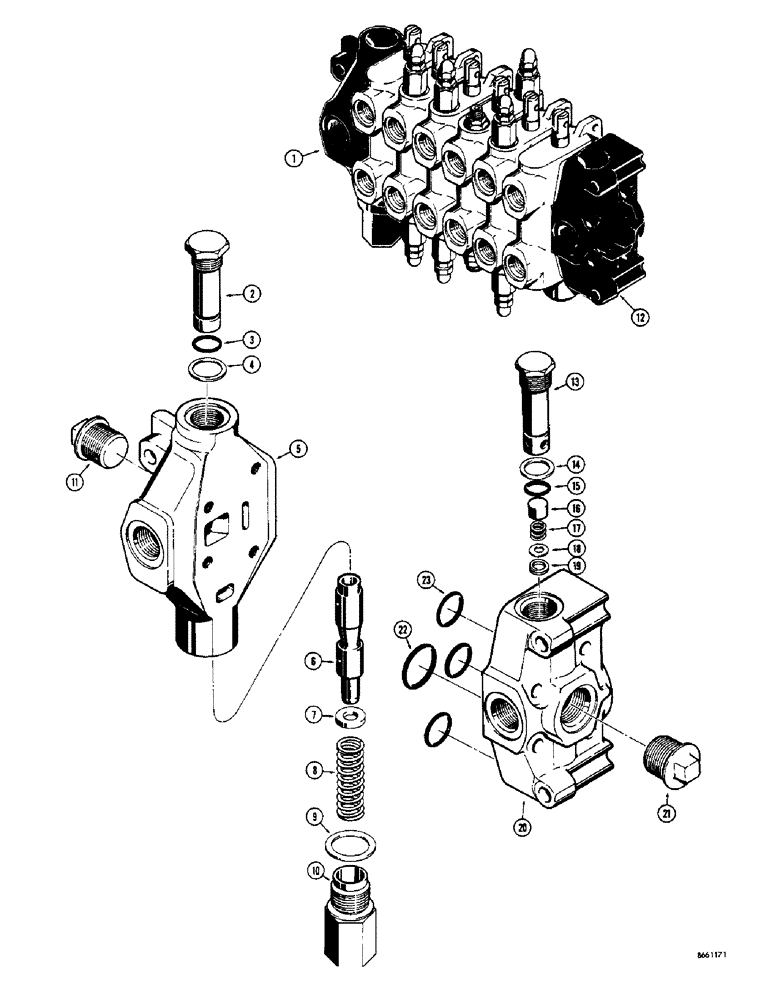 Схема запчастей Case 33S - (228) - D37146 BACKHOE OUTLET SECTION, D37349 BACKHOE INLET SECTION 
