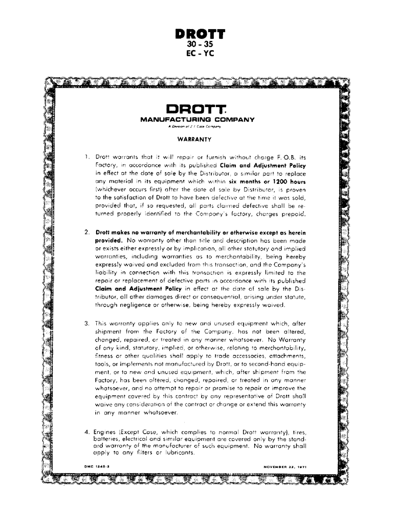 Схема запчастей Case 35EC - (A3) - WARRANTY (00) - GENERAL