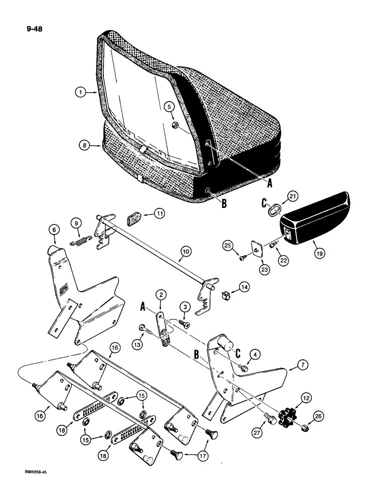 Схема запчастей Case 1085C - (9-048) - SUSPENSION SEAT (09) - CHASSIS/ATTACHMENTS