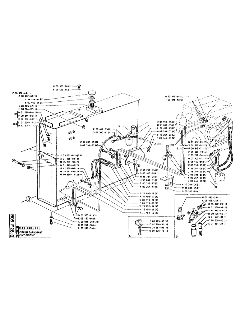 Схема запчастей Case 220 - (B-023) - FUEL CIRCUIT (02) - FUEL SYSTEM