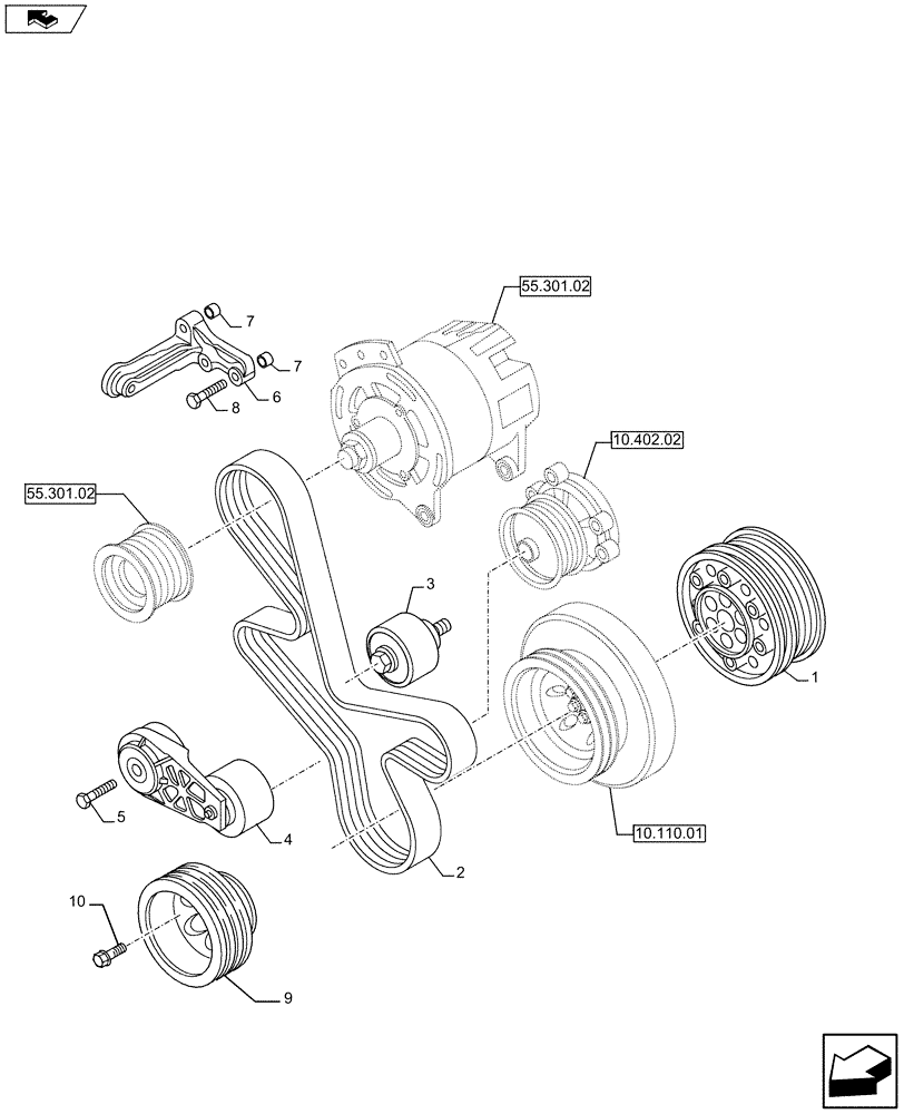 Схема запчастей Case F2CE9684P E024 - (10.114.01) - PULLEY - CRANHSHAFT (504045098 - 504386508) (10) - ENGINE