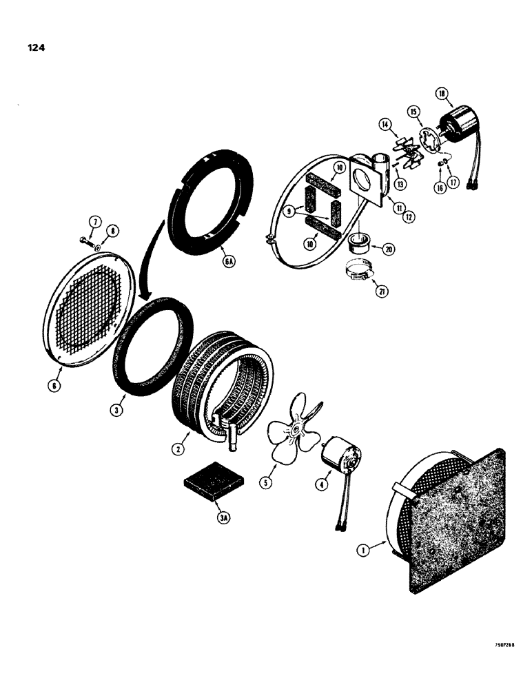 Схема запчастей Case 580C - (124) - CAB HEATER AND DEFROSTER (04) - ELECTRICAL SYSTEMS