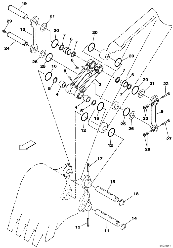 Схема запчастей Case CX210BLR - (09-41) - BUCKET LINKAGE - LONG REACH (09) - CHASSIS/ATTACHMENTS