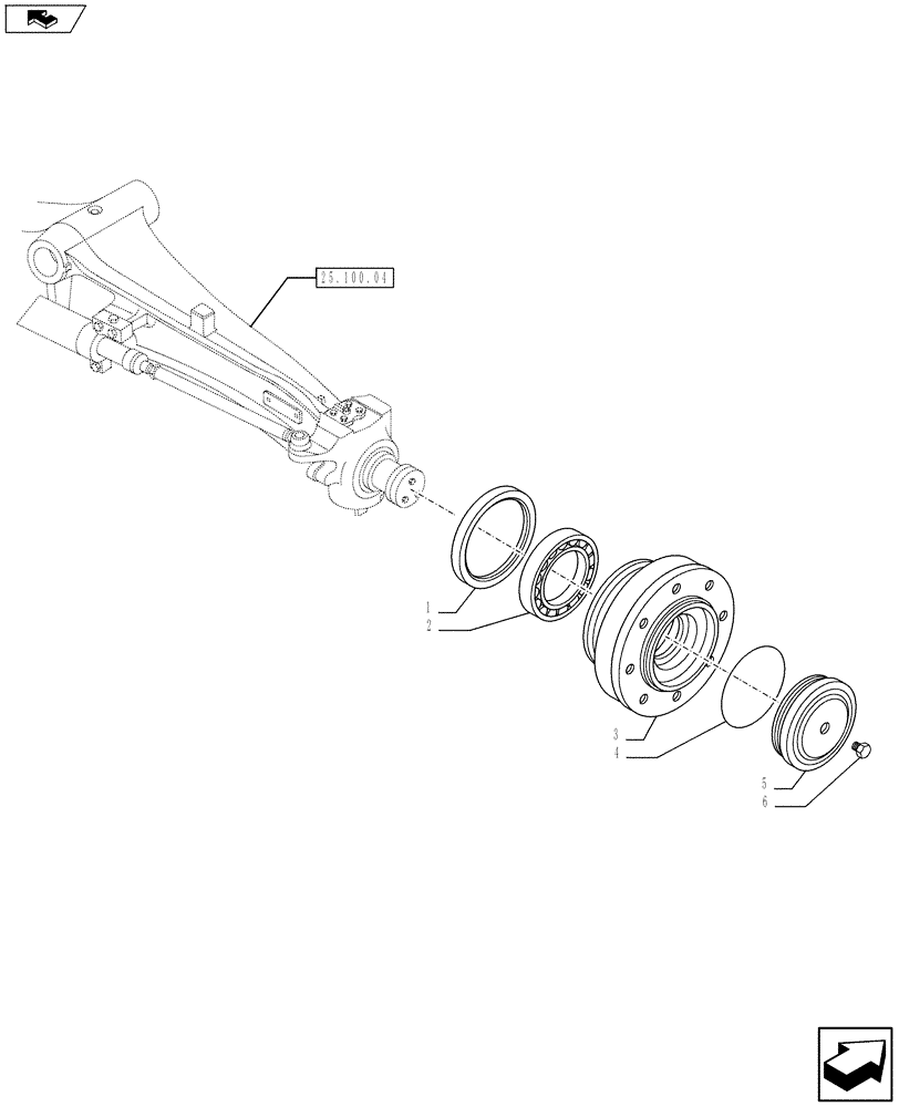 Схема запчастей Case 580SN - (25.108.04) - HUB - BEARING - 2WD (25) - FRONT AXLE SYSTEM
