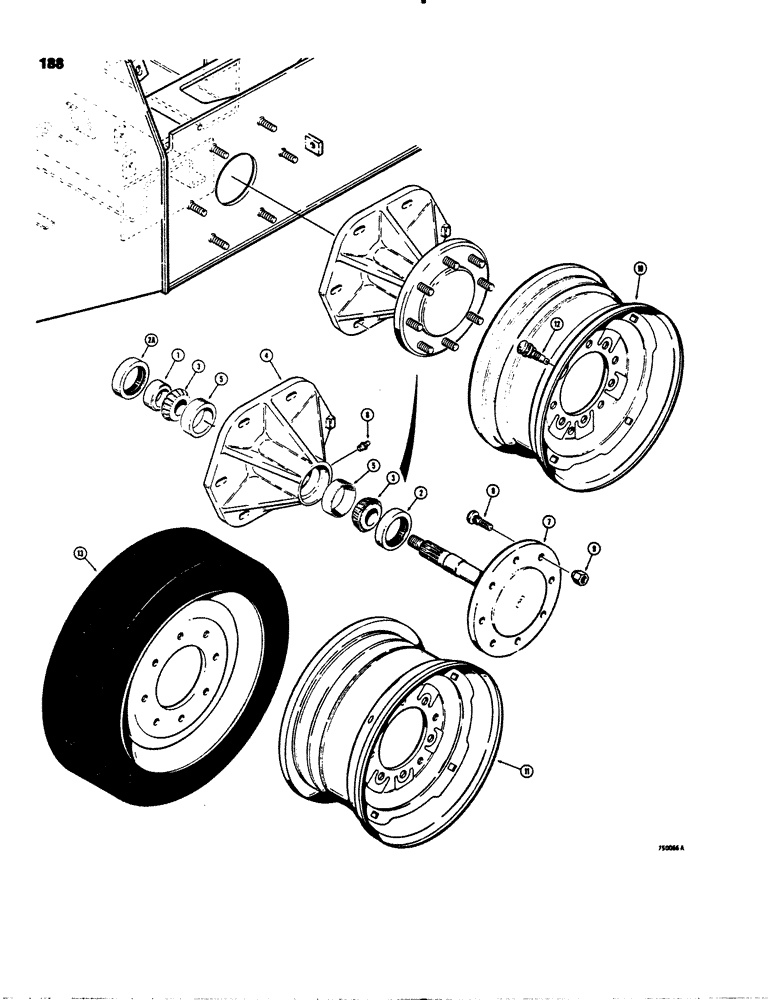 Схема запчастей Case 1845 - (188) - AXLES AND WHEELS (14) - MAIN GEARBOX & DRIVE