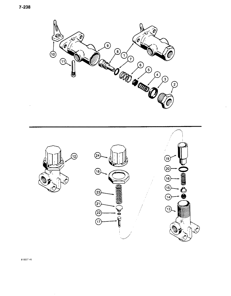 Схема запчастей Case 680K - (7-238) - BRAKE SYSTEM, L12630 CLUTCH CUTOUT VALVE/L13530 PRESSURE PROTECTION VALVE (07) - BRAKES