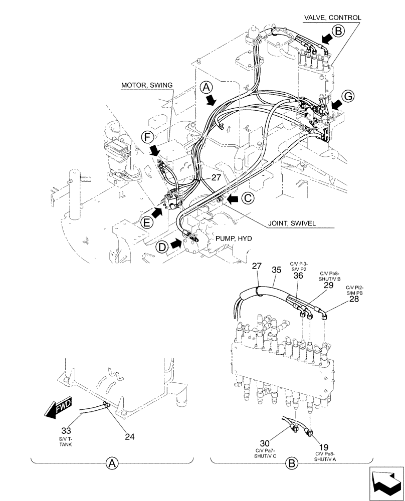 Схема запчастей Case CX50B - (01-052[01]) - CONTROL LINES, VALVE (35) - HYDRAULIC SYSTEMS