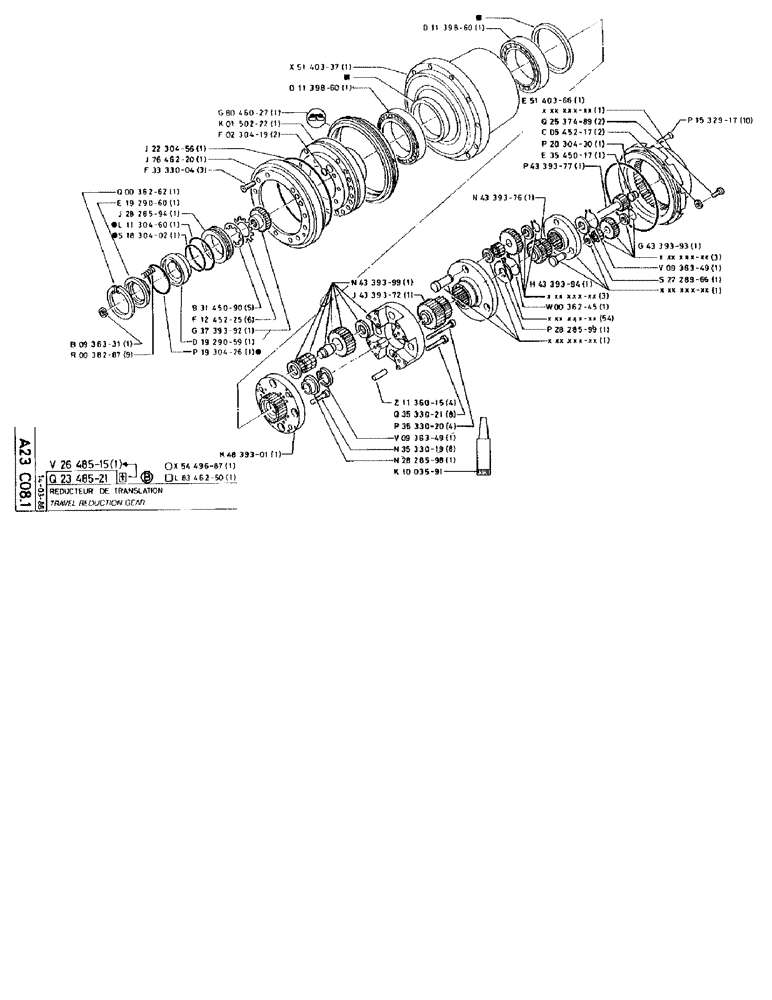Схема запчастей Case 90BCL - (096) - TRAVEL REDUCTION GEAR (04) - UNDERCARRIAGE
