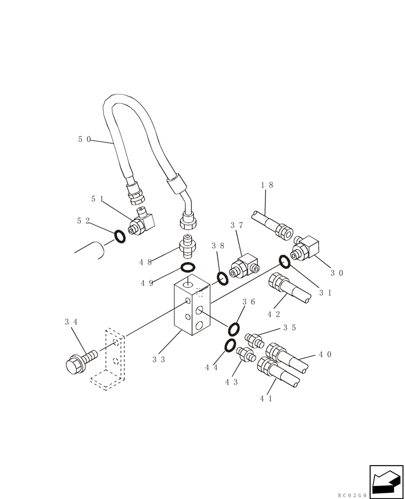 Схема запчастей Case CX210 - (08-27) - MANIFOLD - PILOT PRESSURE, RETURN LINES (08) - HYDRAULICS