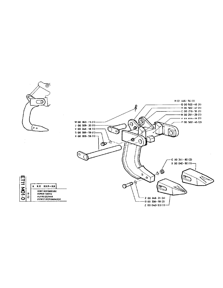 Схема запчастей Case TC45 - (124) - RIPPER TOOTH 