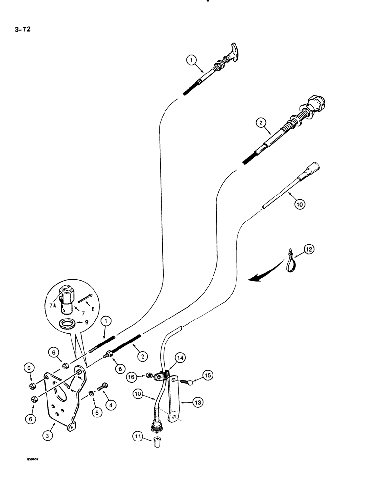 Схема запчастей Case DH4B - (3-72) - THROTTLE AND ENGINE CONTROLS (03) - FUEL SYSTEM