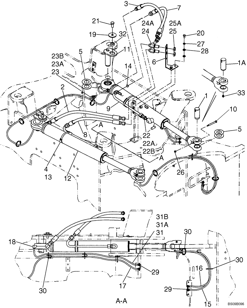 Схема запчастей Case 721E - (05-10) - STEERING, STANDARD - HYDRAULICS - CYLINDER (05) - STEERING