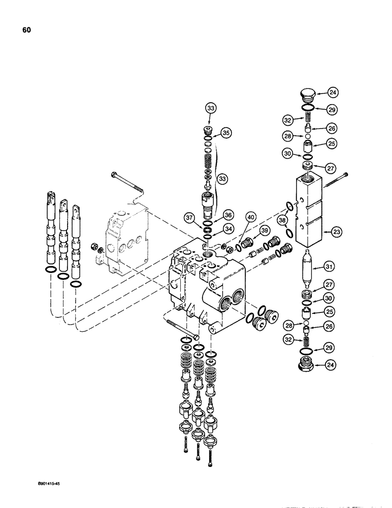 Схема запчастей Case D130 - (8-060) - BACKHOE CONTROL VALVE - DUKE, OUTLET SETION, USED ON 1835C, 1840 & 1845C UNI-LOADERS (CONT) 