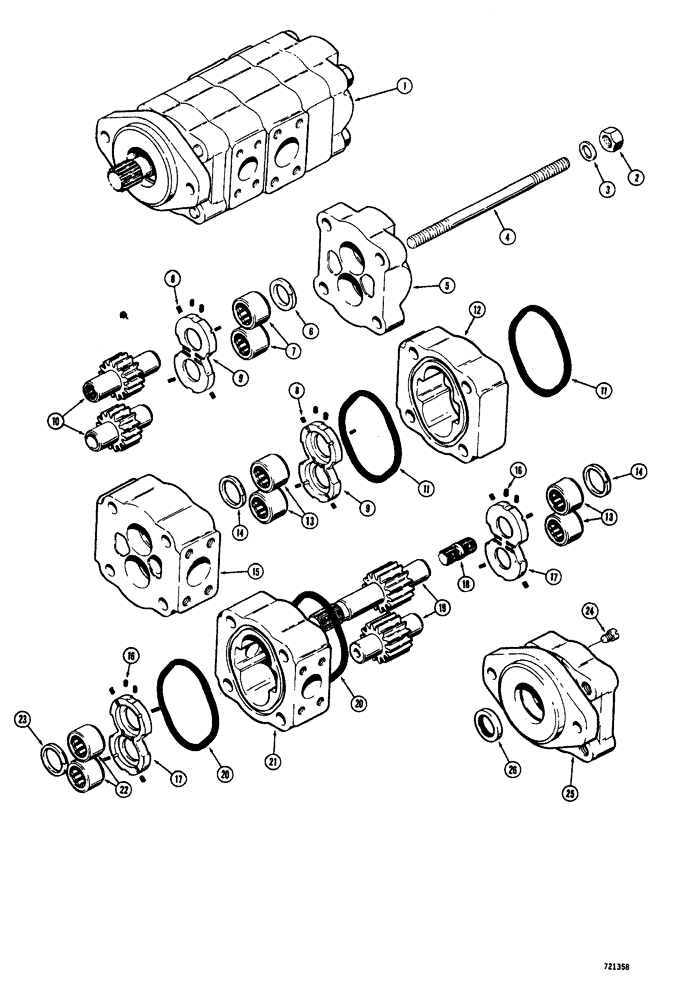Схема запчастей Case W20 - (304) - L26895 LOADER AND STEERING PUMP (08) - HYDRAULICS