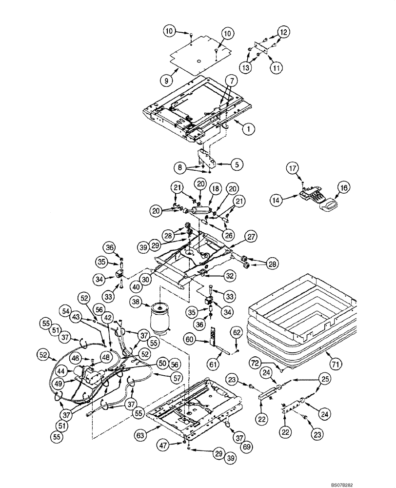 Схема запчастей Case 845B - (09-61[00]) - SEAT ASSEMBLY - LOWER SEAT ASSEMBLY (OPTIONAL) (09) - CHASSIS/ATTACHMENTS