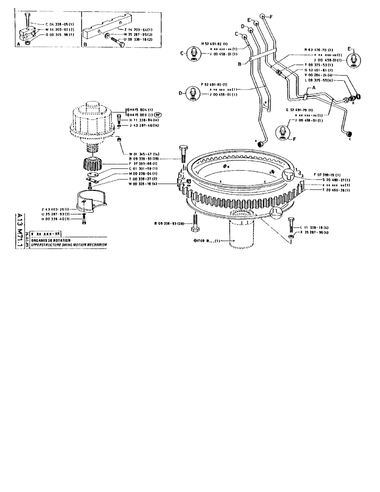 Схема запчастей Case 90BCL - (076) - UPPERSTRUCTURE SWING MOTION MECHANISM (05) - UPPERSTRUCTURE CHASSIS