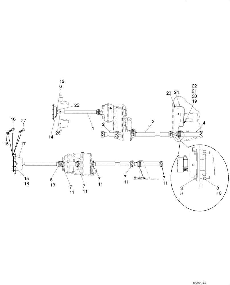 Схема запчастей Case 621E - (06-62) - DRIVE SHAFT MOUNTING (06) - POWER TRAIN