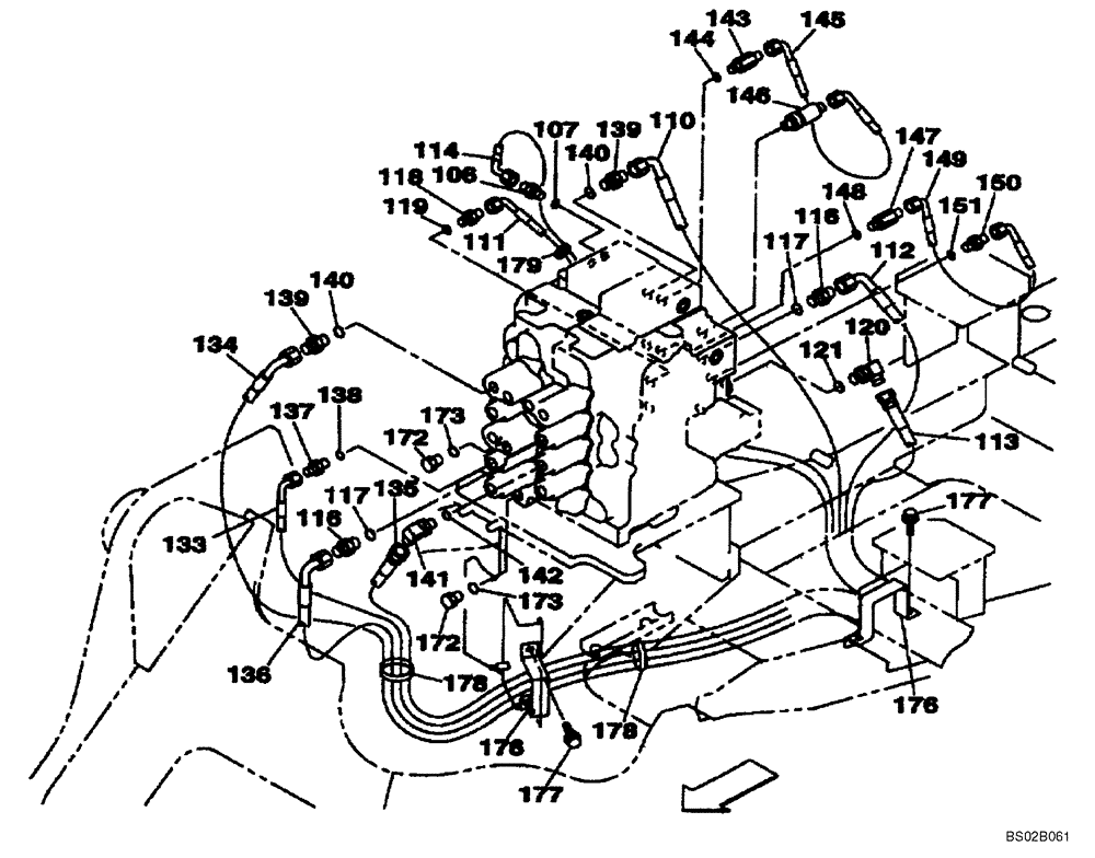 Схема запчастей Case CX130 - (08-047) - HYDRAULICS - PILOT CONTROL LINES (08) - HYDRAULICS