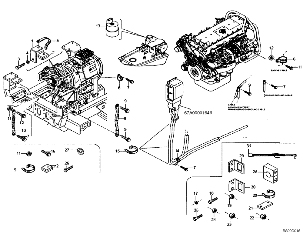 Схема запчастей Case 327B - (67A00012014[001]) - ELECTRICAL GROUND AND CLAMPING (P.I.N. HHD0327BN7PG57000 AND AFTER) (84174145) (13) - Electrical System / Decals